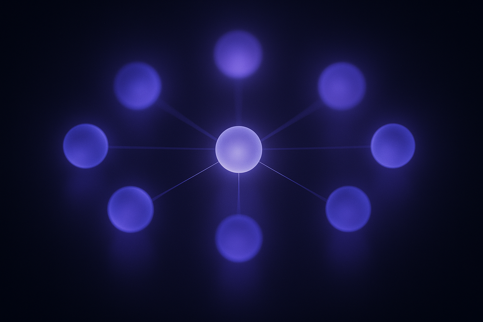 Eight points of violet light arranged like a team